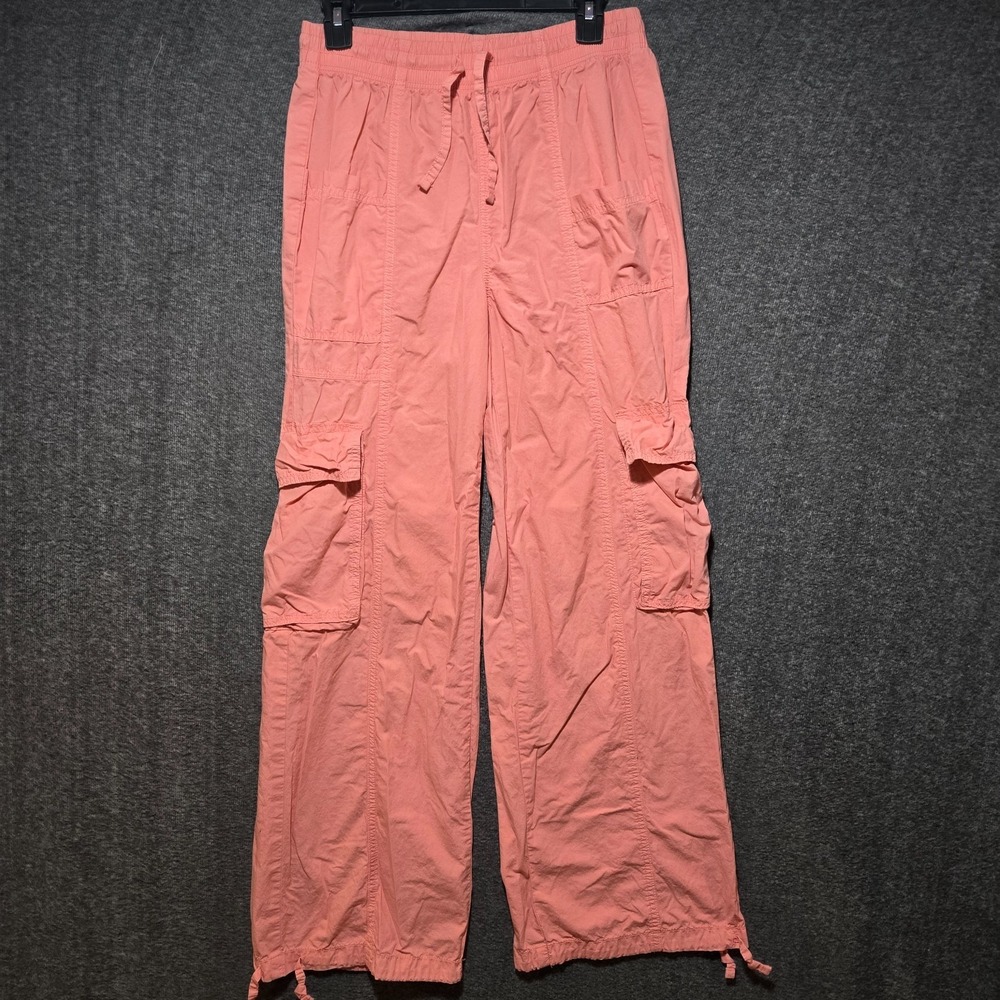 Aerie Womens Pants Pink Size XS Go For It Baggy Cargo High Waisted 100% Cotton